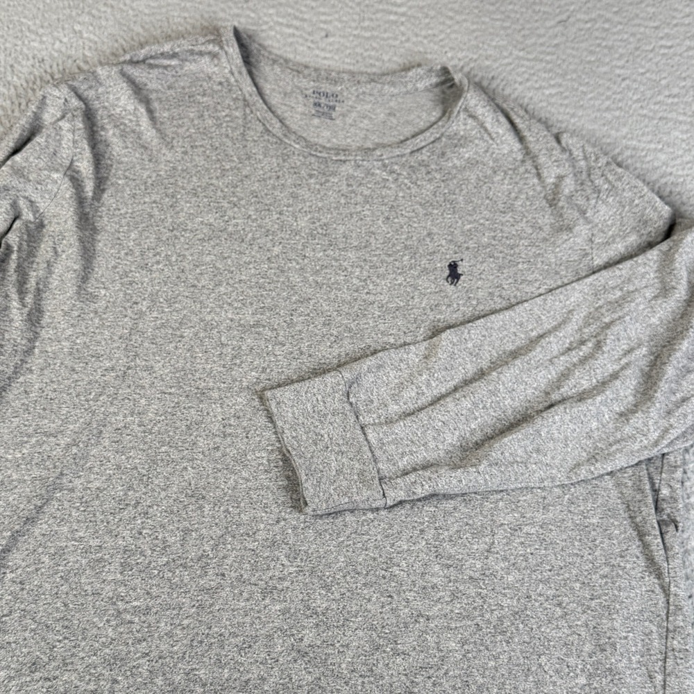 Polo Ralph Lauren T-Shirt Mens XXL Gray Long Sleeve Crew Neck Pony Logo Cotton